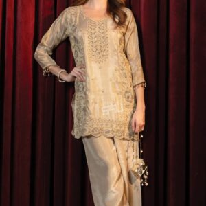Beige Golden Anarkali Set