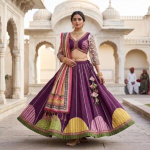 Purple Designer Garba Set