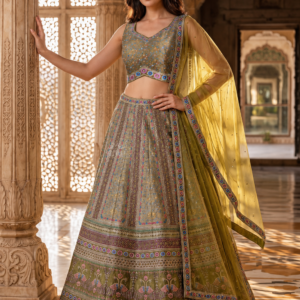 Olive Royale Heritage Embroidered Lehenga Set