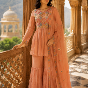 Peach Blossom Grace Sharara Set