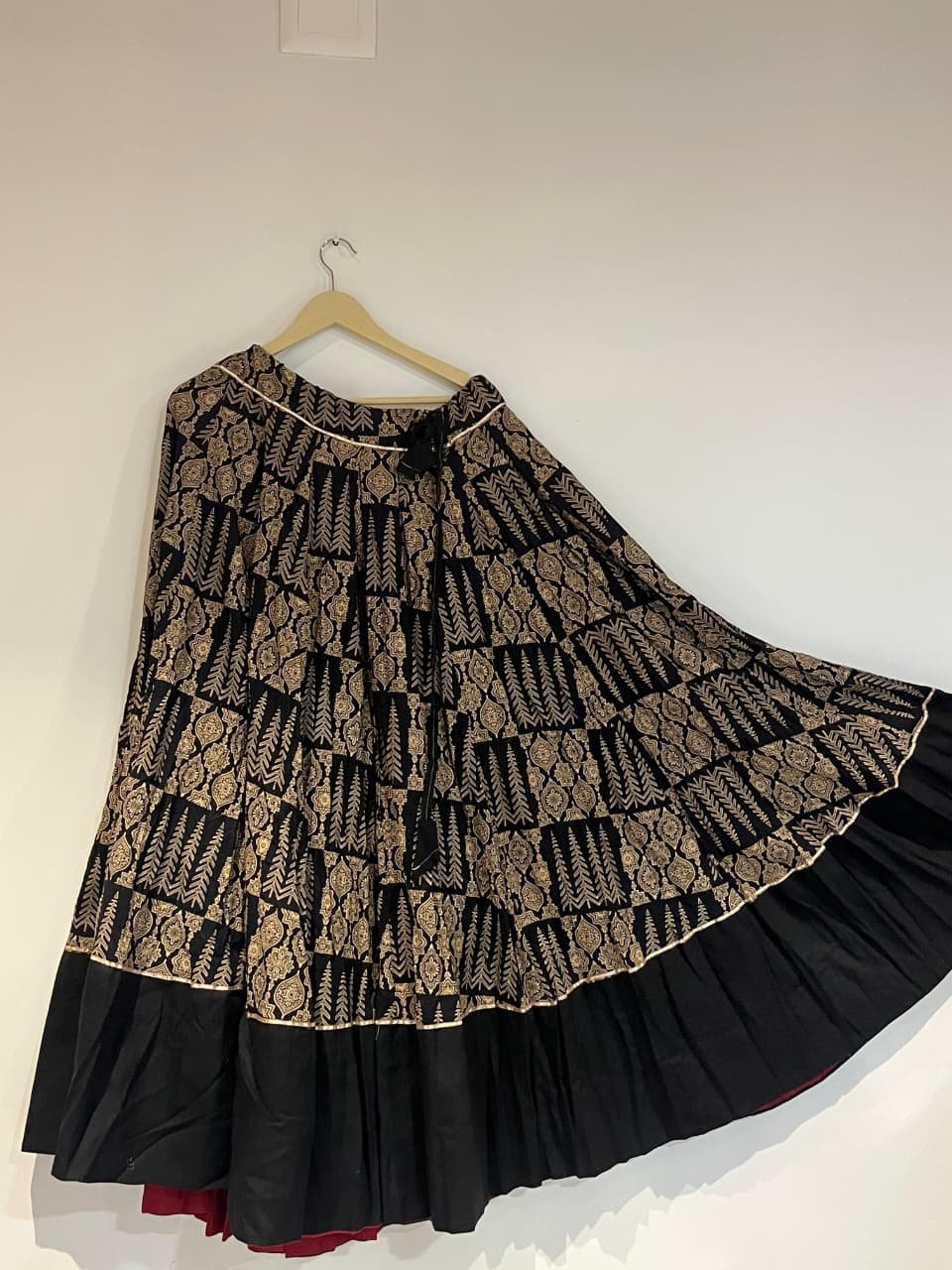 Black Regal Blockprint Chaniya Set