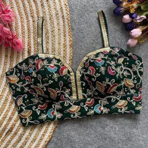 Midnight Bloom Embroidered Designer Blouse