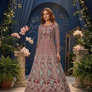 Ruby Royale Embroidered Anarkali Set
