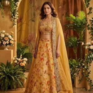 Golden Blossom Printed Lehenga Set
