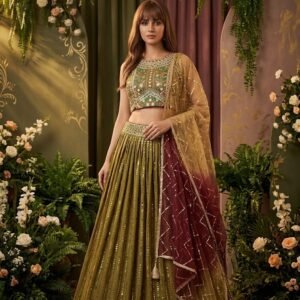 Olive Radiance Sequin Lehenga Set