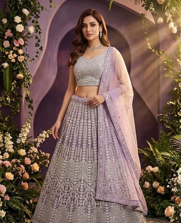 Lavender Majesty Embroidered Lehenga Set